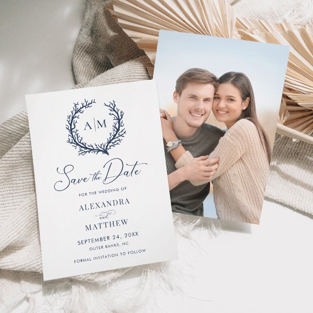 Save The Date Coral Reef Marine Blue Nautical Beach Mariage (Créateur téléchargé)