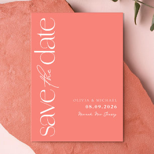 Save The Date Coral rose minimaliste Mariage moderne