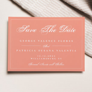 Save The Date Coral Terracotta Boho Moderne Élégant Photo