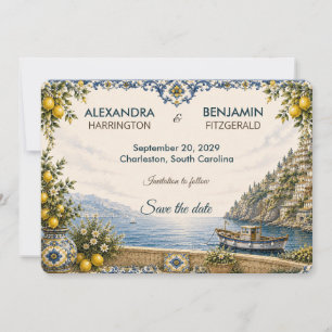 Save The Date Côte amalfitaine Carreau de mariage italien médi