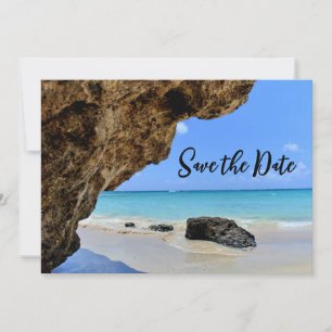Save The Date Côte de plage tropicale avec un Mariage de Big Roc