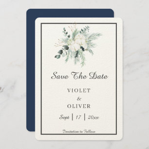 Save The Date Coton d'Eucalyptus   Felt Ecru Mariage