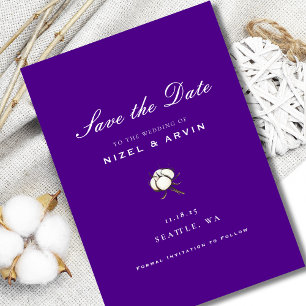 Save The Date Coton Simple et Minimaliste Violet Foncé