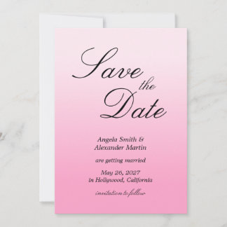 Save The Date Cotton Candy Rose Dégradé Minimaliste Moderne