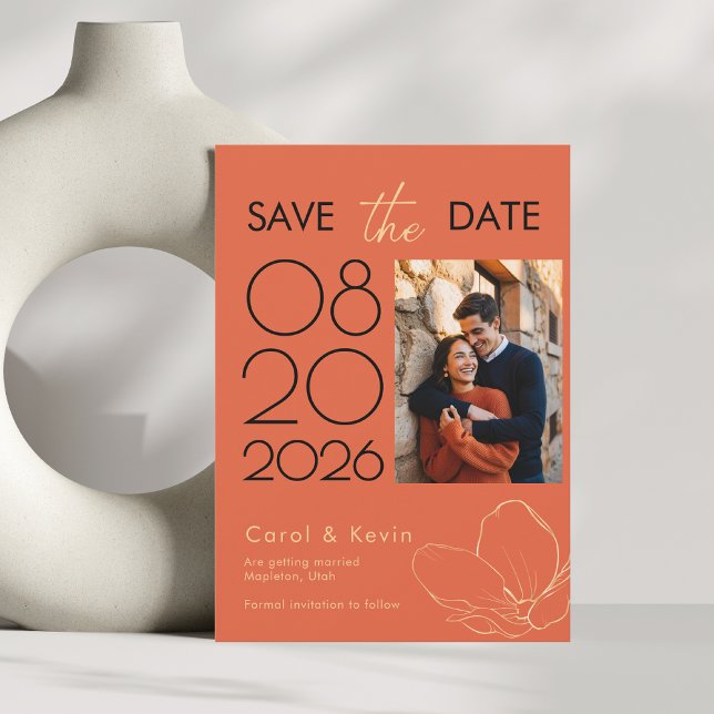 Save The Date Coucher de soleil de Vérone orange vif mariage pho (Créateur téléchargé)
