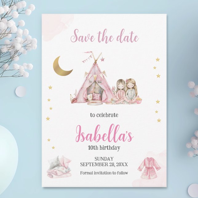 Save The Date Couleur d'aquarelle de la fête du pyjama (Créateur téléchargé)