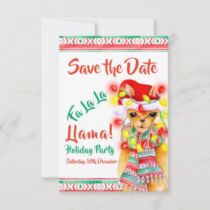 Save The Date Couleur d'aquarelle Llama Christmas