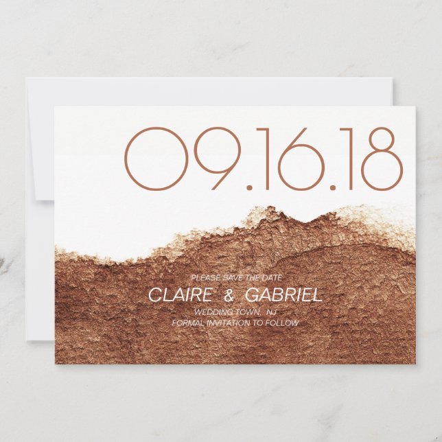 Save The Date Couleur de cuivre moderne simple mariage enregistr (Devant)