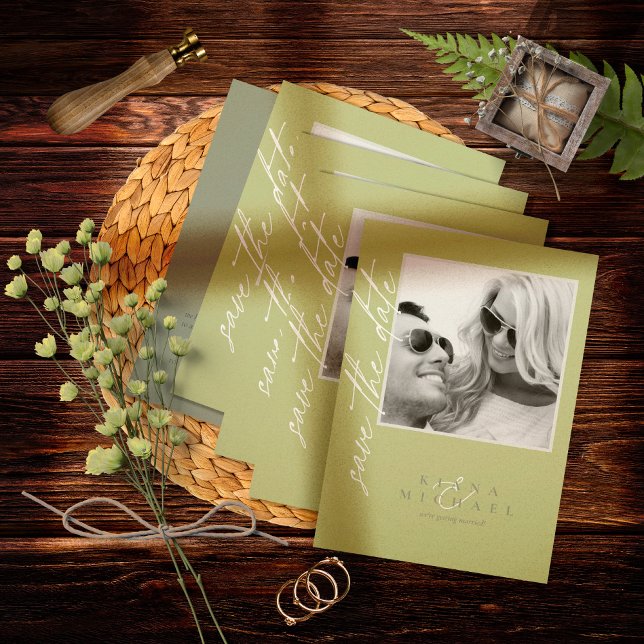 Save The Date Couleur Eucalyptus Tones Mariage Vert Vert ID901 V (Créateur téléchargé)