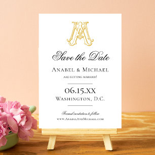 Save The Date COULEUR MODIFIÉE MA Monogramme AM Monogramme Date
