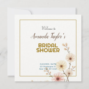 Save The Date Couleur Or Blanc Minimaliste Douche nuptiale