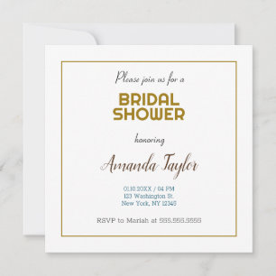 Save The Date Couleur Or Blanc Minimaliste Douche nuptiale