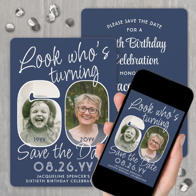 Save The Date Couleurs DIY • Joyeux 60e Anniversaire 2 Photos (Créateur téléchargé)