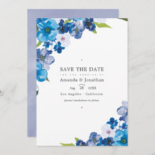 Save The Date Couleurs du Mariage Floral bleu photo