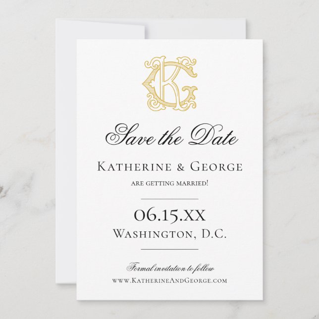 Save The Date COULEURS ÉDITABLES GK Monogramme KG Monogramme Inv (Devant)