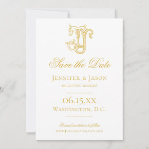 Save The Date COULEURS ÉDITABLES JJ Monogram JJ Crest Mariage