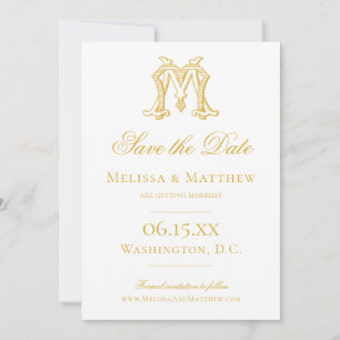 Save The Date COULEURS ÉDITABLES MM Monogramme MM Crest Invitati