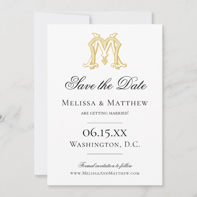 Save The Date COULEURS ÉDITABLES MM Monogramme MM Crest Invitati (Devant)