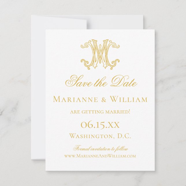 Save The Date COULEURS ÉDITABLES MW Monogramme WM Monogramme Inv (Devant)
