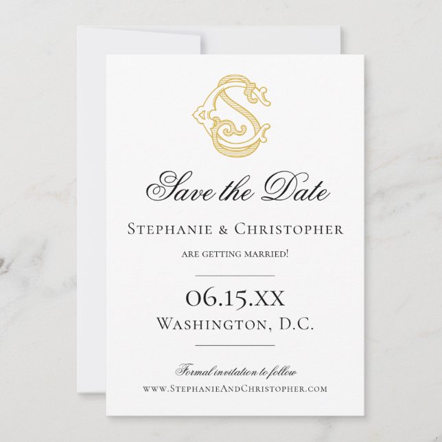 Save The Date COULEURS MODIFIABLES CS Monogramme SC Monogramme I (Devant)