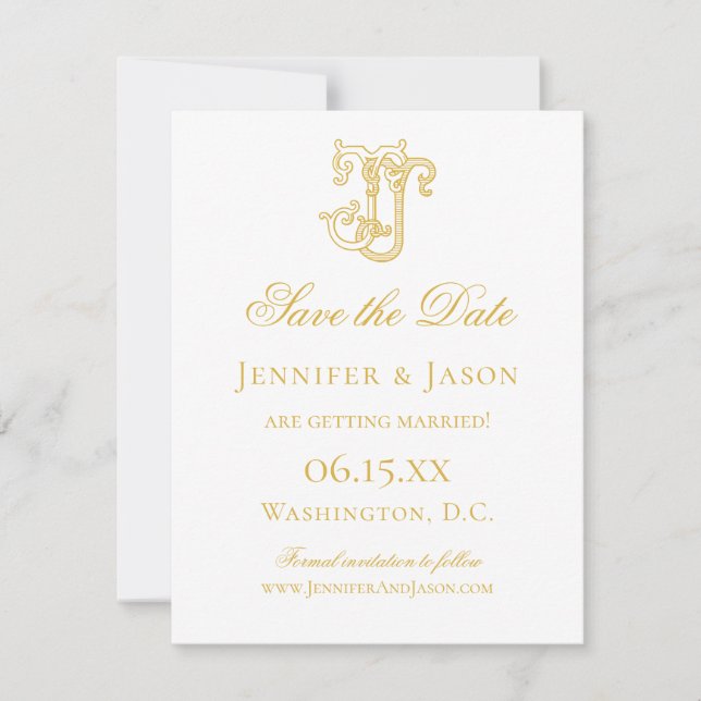 Save The Date COULEURS MODIFIABLES JJ Monogram JJ Mariage de log (Devant)