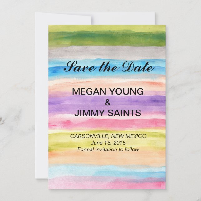 Save The Date couleurs pastel aquarelle enregistrer la date (Devant)