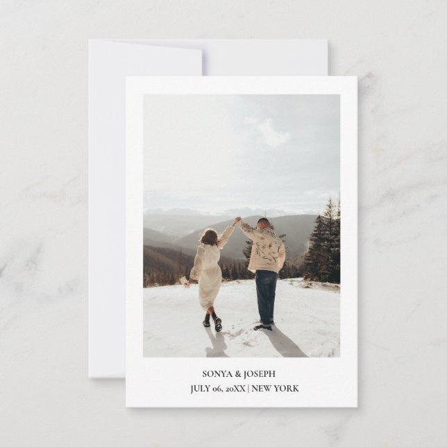 Save The Date Couleurs Simples Texte Élégant et Photo / Mariage (Devant)