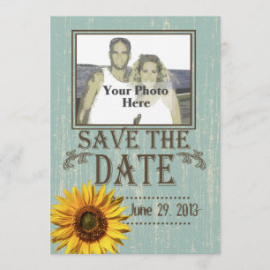 Save The Date Country Wood et Sunflower Photo Enregistrer la dat