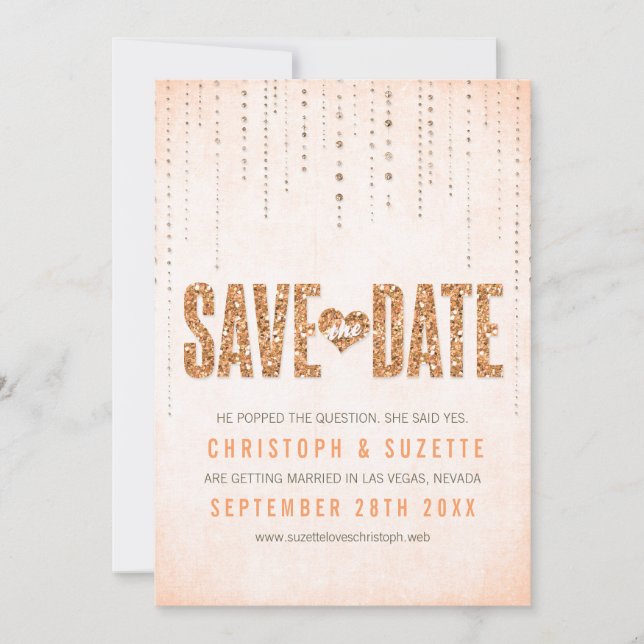 Save The Date Coup de foudre paillettes pêche Enregistrer la dat (Devant)
