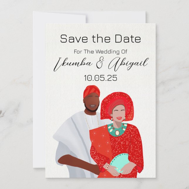 Save The Date Couple Africain Illustré (Devant)