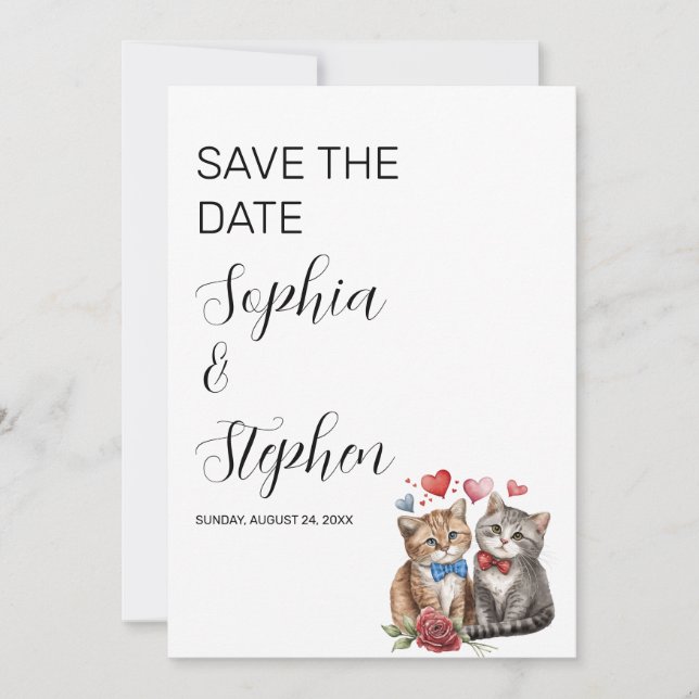 Save The Date Couple de chats amoureux  (Devant)