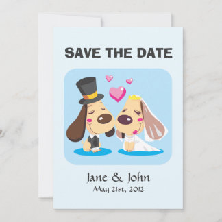 Save The Date Couple de chiens mariés