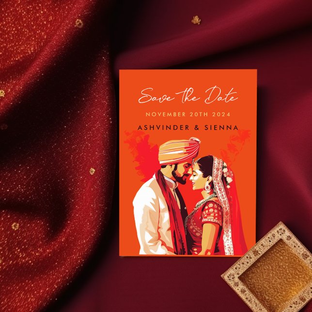 Save The Date Couple de Mariage Indien Date de Sauvegarde (Créateur téléchargé)