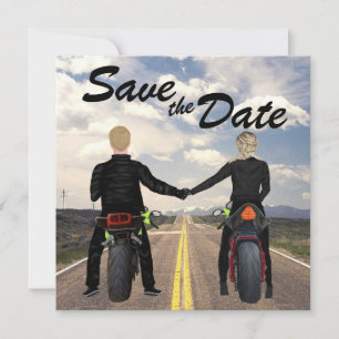 Save The Date Couple équitation Motos Mariage de route et de cha