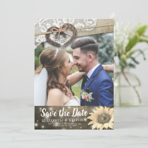Save The Date Couple Horseshoe Mariage de tournesol Date de sauv