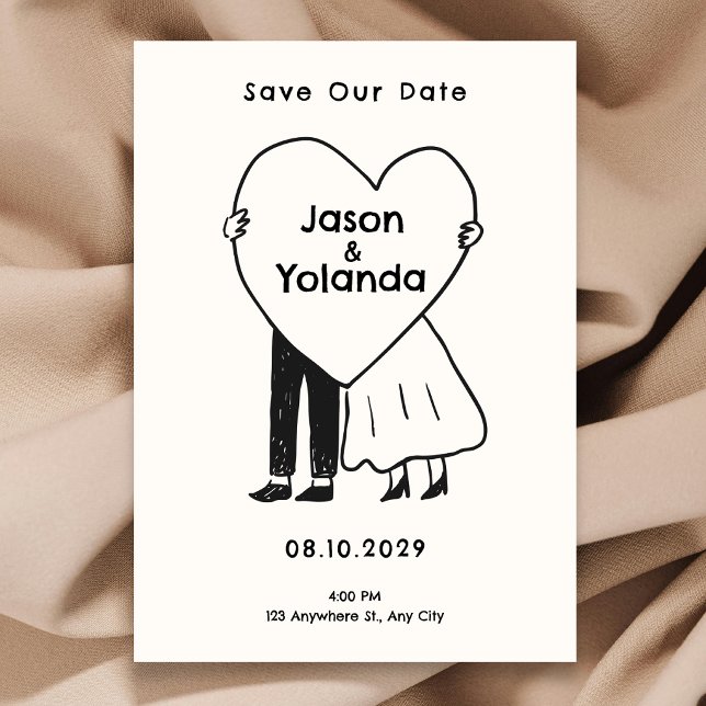 Save The Date Couple mignon dessiné à la main  (Créateur téléchargé)