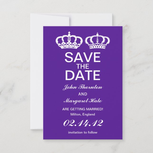 Save The Date Couple Royal Violet Sauvegarder la Date (Devant)