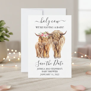 Save The Date Couples de vache Highland Douche Enregistrer la da