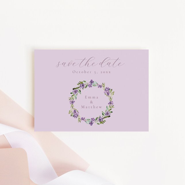 Save The Date Couronne botanique violette Lilas QR (Créateur téléchargé)