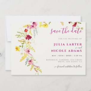 Save The Date Couronne de fleurs d'orchidée sauvage rose pourpre