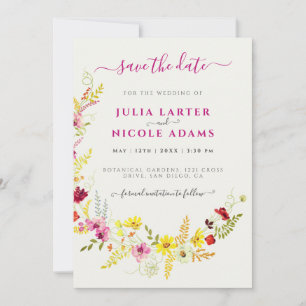 Save The Date Couronne de fleurs d'orchidées sauvages roses viol