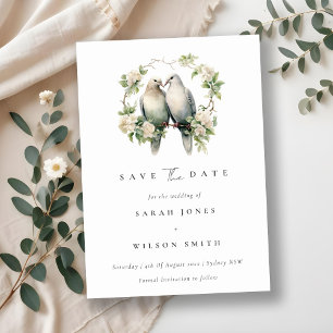Save The Date Couronne de mariage botanique d'oiseaux d'amour ro