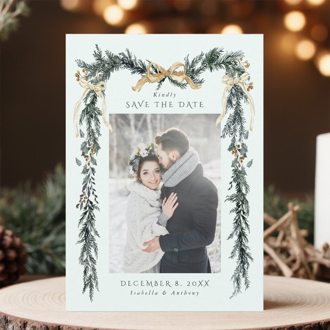 Save The Date Couronne de mariage en feuillage et arc doré Menth (Créateur téléchargé)