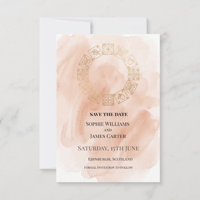 Save The Date Couronne de mariage en rose gold (Devant)