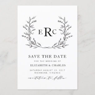 Save The Date Couronne de monogramme Enregistrer la date
