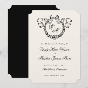 Save The Date Couronne de monogramme français vintage Élégant ma