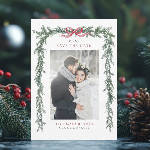 Save The Date Couronne de Noël en pin pour photo de mariage