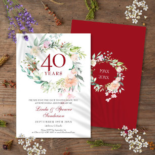 Save The Date Couronne de roses 40e anniversaire de mariage Rubi