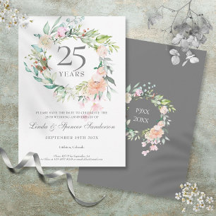 Save The Date Couronne de roses pour le 25e anniversaire de mari