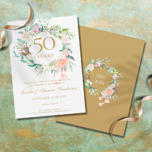 Save The Date Couronne de roses pour les 50 ans de mariage